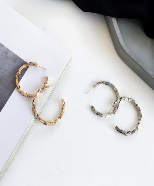 

minimalist hand made creative design c word metal cool air temperament simple fashion accessories ear stud ear ring earrings4771398, Golden;silver