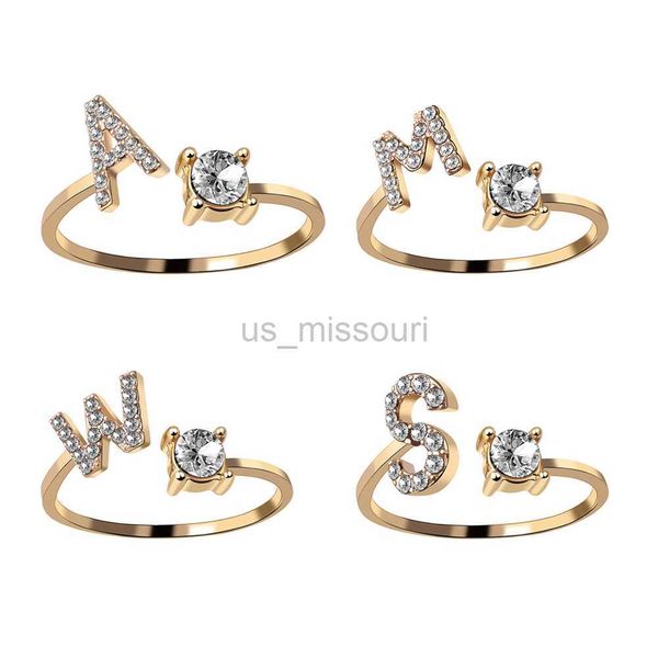 

band rings az letter adjustable opening rings for women couple alphabet name men initials ring men wedding finger jewelry anillos mujer j230, Silver