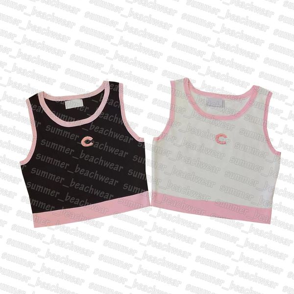 

crew neck tanks women summer knitted vest letters printed tank gym yoga, White