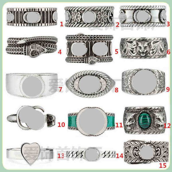 

designer jewelry bracelet necklace ring accessories interlocking series personalized antique snake head men women with same couple pair ring, Silver