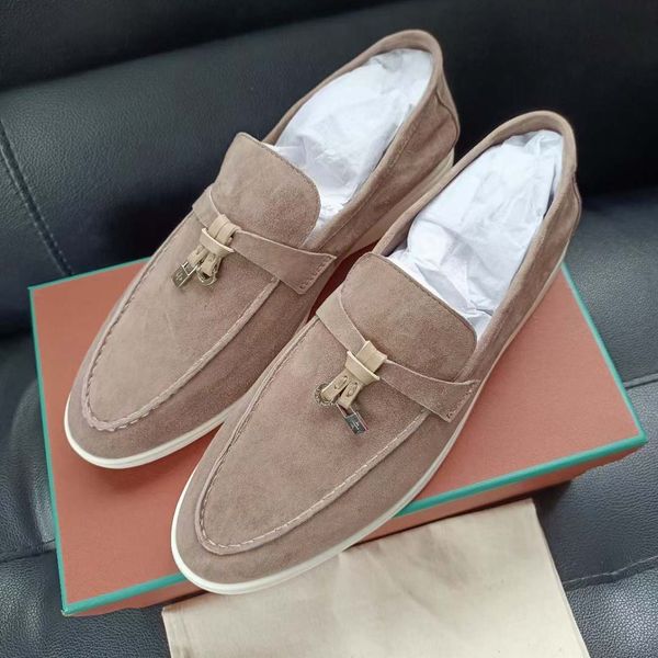 

lp leather loafers men shoes designer women casual dress shoe chamois leather flat shoes simple and comfortable big size 35-46 09, Black