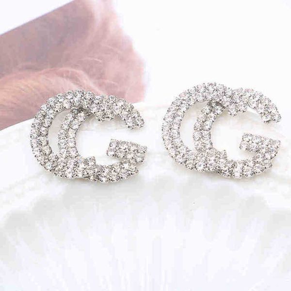 

designer jewelry bracelet necklace ring needle short diamond inlaid shiny women's net red earrings high quality, Golden