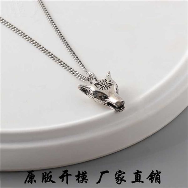 

2023 new designer jewelry bracelet necklace ring family's same wolf head hip hop personality ins pendant men women lovers versatile gif, Silver