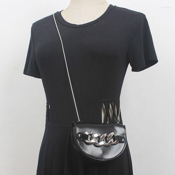 

shoulder bags original design mini half-moon mesenger bag chain decoration saddle women casual street coin money cards fanny packs handbag