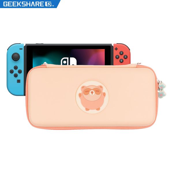 

organizer geekshare official nintendo switch carrying case kawaii small raccoon portable travel bag for nintend switch oled with strap