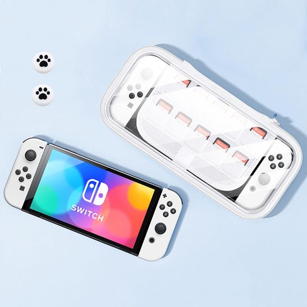 

organizer tempered glass film for ns switch oled storage carry bag with 10 game card slots clear hard cover case for nintendo switch oled