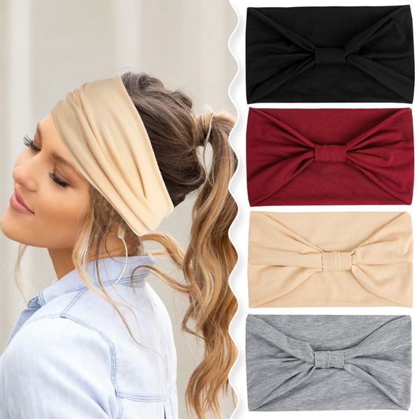

women headwrap cotton stretch headbands elastic hair ribbons turban headwear bandage hairbands sports sweat hair bands 2090, Slivery;white