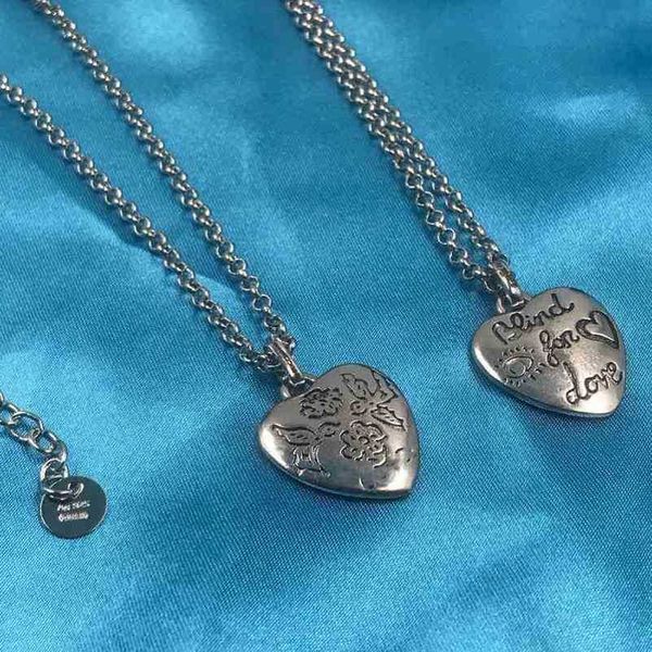 

designer jewelry bracelet necklace ring ancient family's same fearless blind for love carved heart pendant small fresh style personaliz, Silver