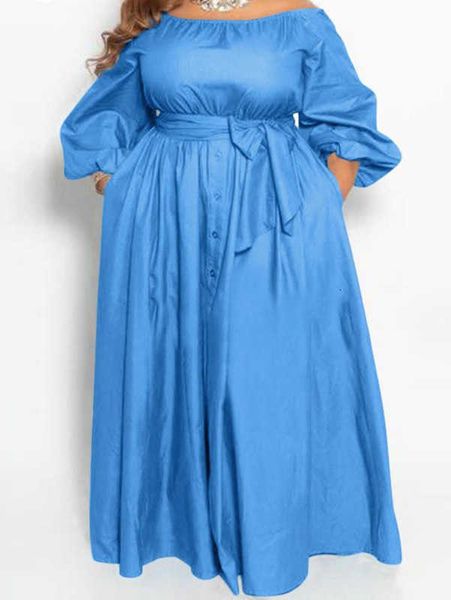 

plus size 5xl vonda summer maxi sundress women long dress button casual solid elegant off shoulder bohemian party vestido belted, Black
