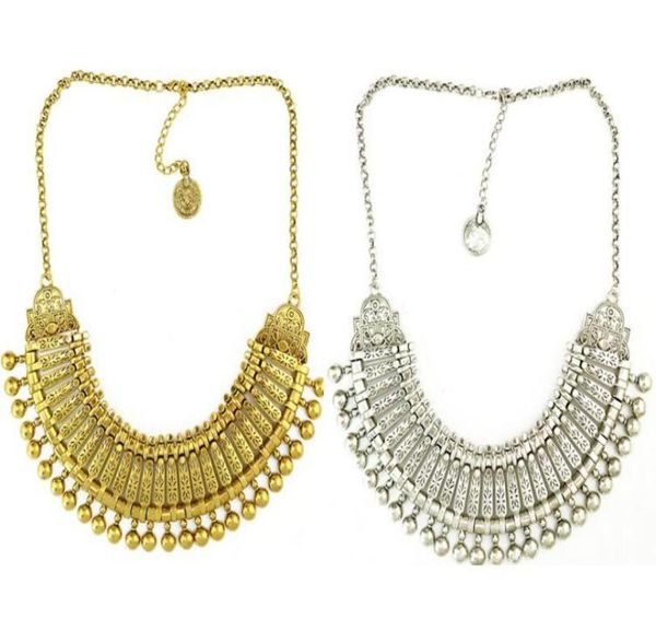 

idealway new vintage style silver retro golden carving round charm balls zamac jewelry statement choker collar necklace9941553, Golden;silver