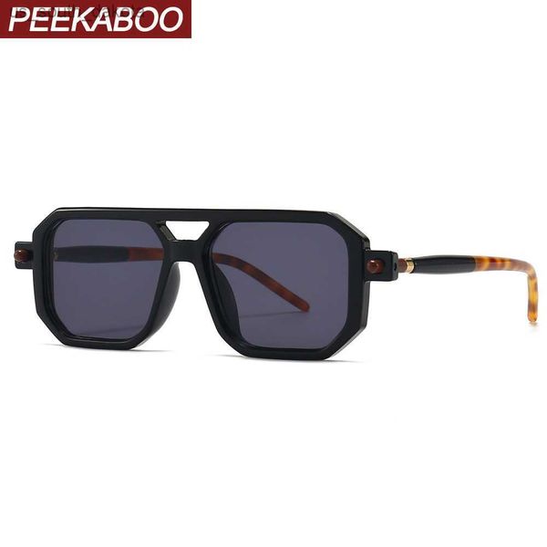 

peekaboo fashion sunglasses square men brown leopard ladies sun glasses uv400 black male summer style 2022 female selling l230523, White;black