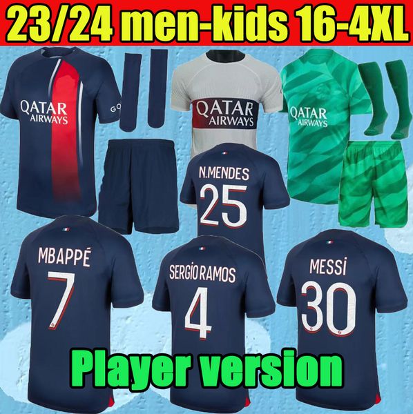 

23 24 psgs mbappe soccer jerseys 2023 2024 wijnaldum sergio ramos hakimi fourth maillots de football verratti 4th shirt men kids full kits f, Black