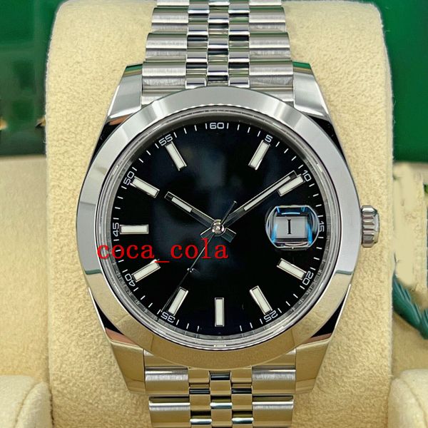 

new watch strap luxury wristwatch 41mm black dial jubilee 126300 bracelet movement 904l automatic mens waterproof men's watches, Slivery;golden