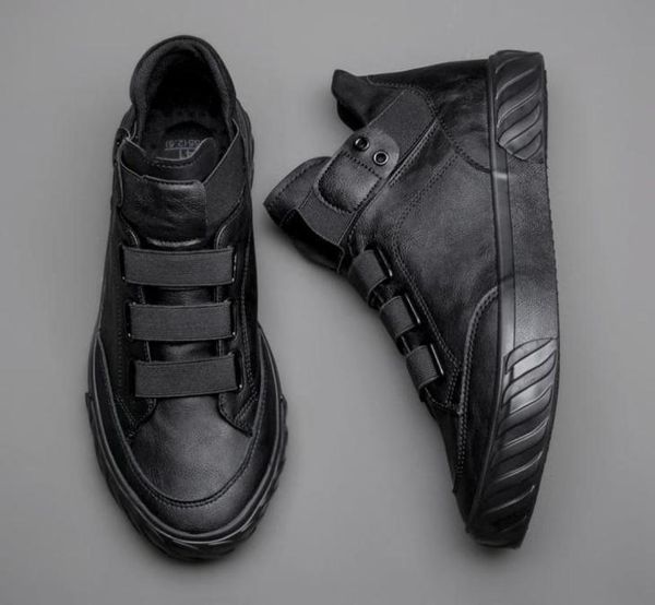 

dress shoes brand men039s leather korean trend comfortable loafer men british fashion high sneakers moccasins3857250, Black