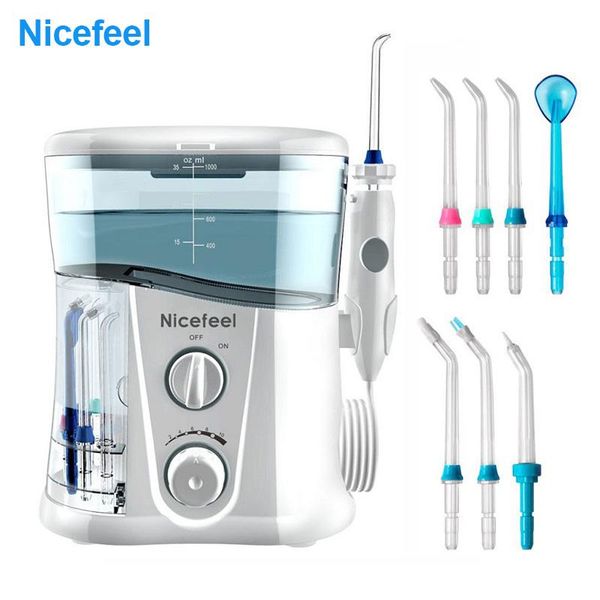 

toothbrush nicefeel 1000ml electric oral irrigator teeth cleaner care dental flosser spa water flosser with adjustable pressure+ 7 pcs jet
