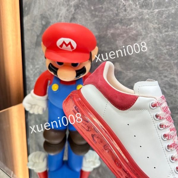 

2023new fashion womens mens quality casual shoes brand leather lace-up sneaker running trainers letters flat printed sneakers, Red;white