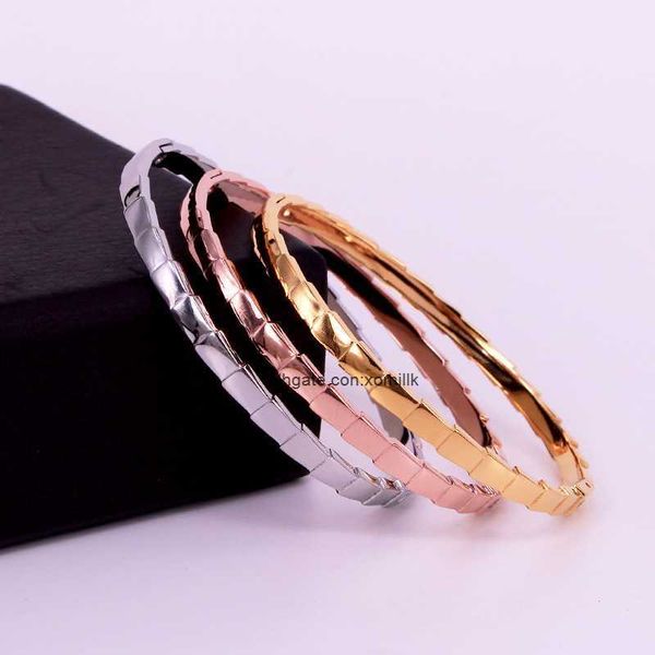 

designer luxury belgary brand bracelet temperament smooth face snake knot concealed buckle bracelet net red 3d curved snake bone bamboo knot, Black