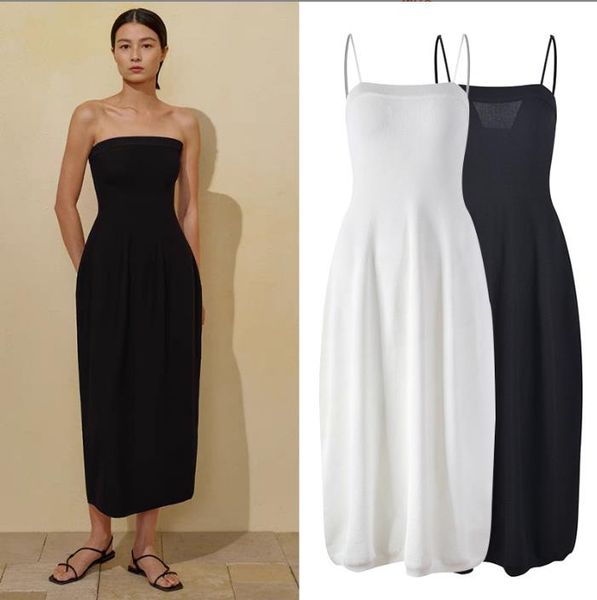 

518  2023 runway dress crew neck sleeveless black white kint dress empire brand same style dress flora print womens clothes yl