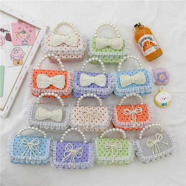 

childrens bags pearl bow girls hand bag classic style princess crossbody accessories coin purse, Red;black