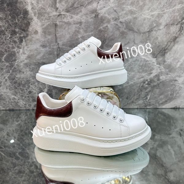 

2023new fashion women men quality casual shoes brand leather lace-up sneaker running trainers letters flat printed sneakers, Red;white