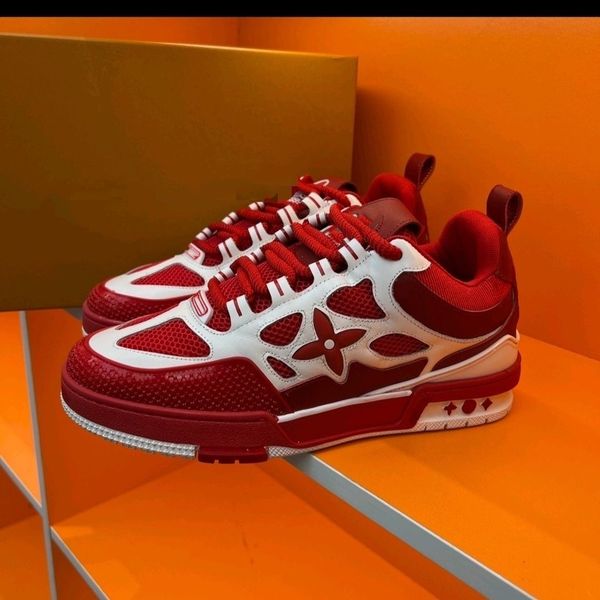 

designer skate sneaker 1854 casual shoes men sneakers rubber platform flowers trainers genuine leather lace-up skate shoes running shoe 01, Black