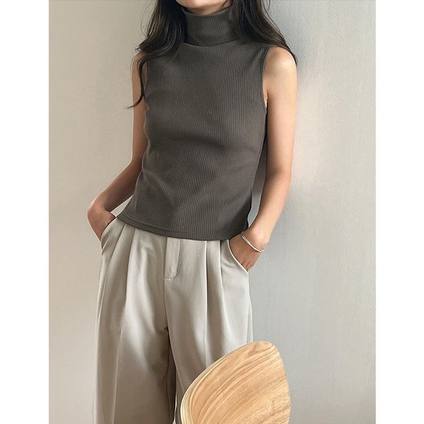 

tanks fashion slim sleeveless cotton turtleneck women tank top, Black;white
