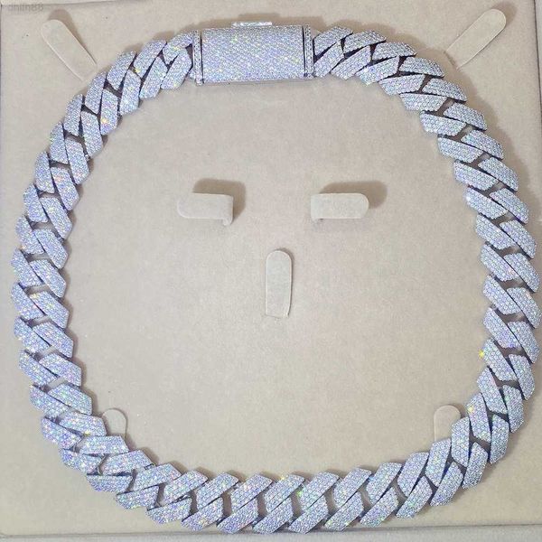 

luxury custom jewelry hip hop iced out mens miami diamonds necklace sterling silver 4 rows 20mm cuban link chain