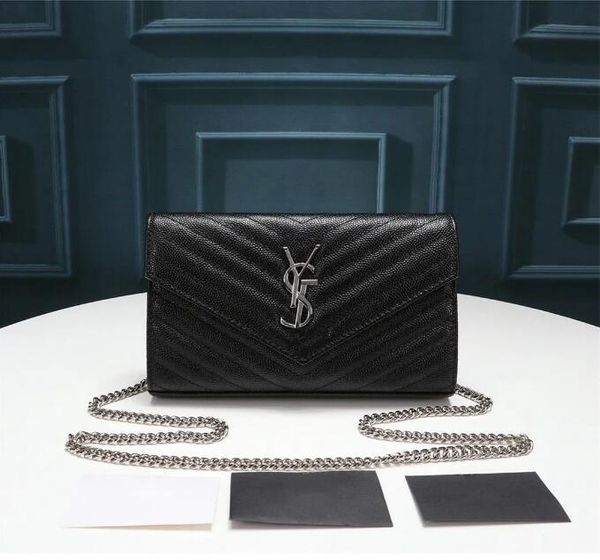 

2023 genuine leather chain purse leather women shoulder bags crossbody luxury handbags clutch purses ladies wallets tote gold silver black c