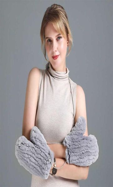 

korean fashion cute versatile fur woven rex rabbit hair gloves for women039s winter warmth25572386305, Blue;gray
