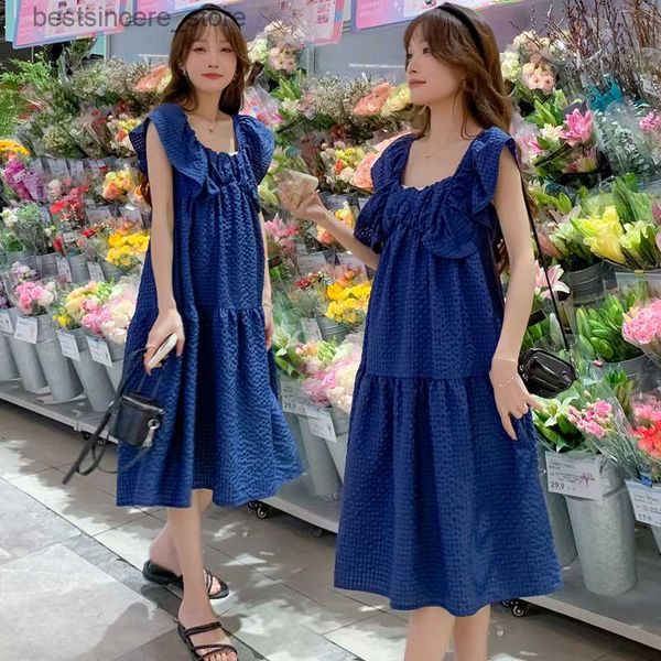 

maternity dresses 2332# 2023 summer korean fashion maternity dress sweet cute loose clothes for pregnant women pregnancy clothing l230522, White