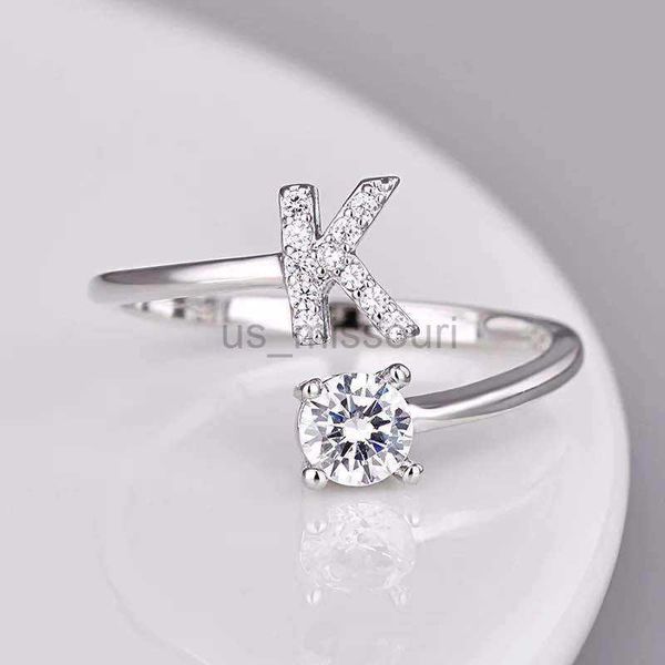 

band rings 26 english letter open finger rings az initials name alphabet female creative ring fashion wedding party jewelry gifts j230531, Silver