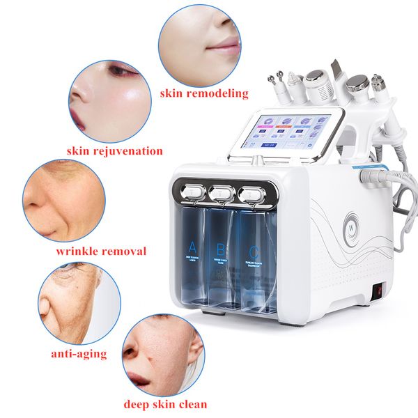 

6 in 1 hydrofacial machine hydro dermabrasion facial peeling ultrasonic skin scrubber h2 o2 oxygen spray skin care microdermabrasion