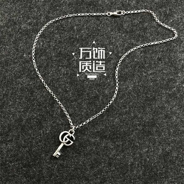 

20% off 2023 new designer jewelry bracelet necklace ring sterling key shape pendant rattan pattern ins men's women's sweater chain, Silver