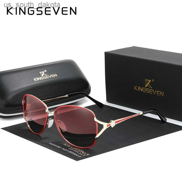 

kingseven 2020 women's glasses luxury brand sunglasses gradient polarized lens round sun glasses butterfly oculos feminino l230523, White;black