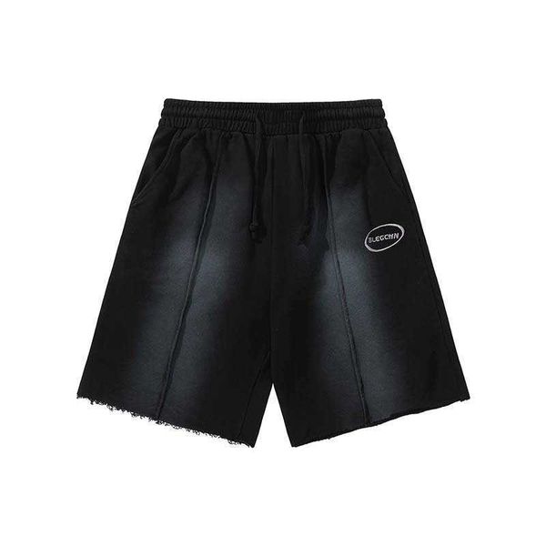 

hip hop design gradient casual shorts men's summer loose straight wide leg versatile pants, White;black