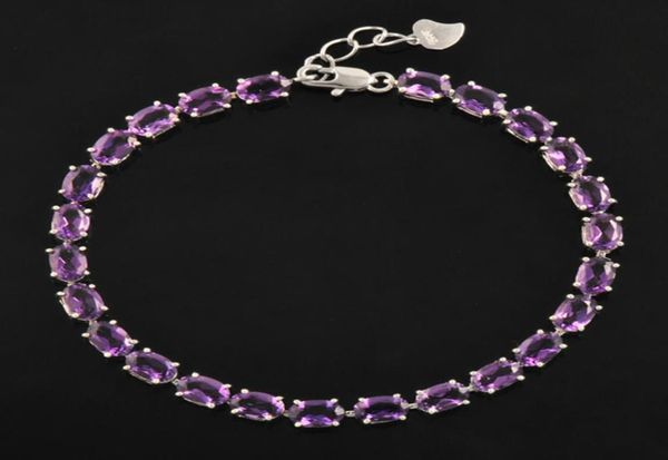 

classic 100 natural amethyst bracelet made by 925 solid sterling silver vintage crystal bracelet for woman evening party jewelry6801803, Golden;silver