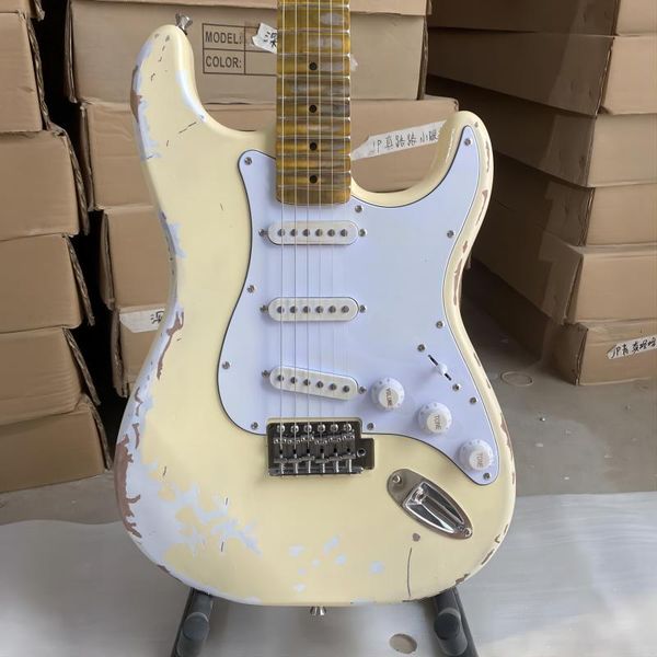 

in stock custom john cruz & john mayer masterbuilt heavy relic yellow st electric guitar vintage kluson tuners aged chrome hardware immediat