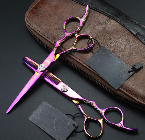 

shears "fireworker imported plum blossom handle hairdressing scissors haircut scissors flat shear tooth scissors purple model number&qu