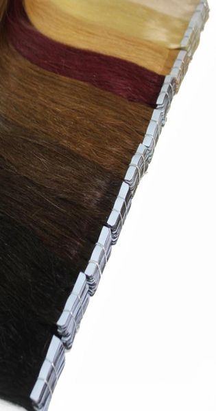 

50gset pu tape hair skin weft human hair extensions straight 20pcsset tapes 1 1b 2 4 6 8 27 6134513715, Black