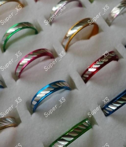 

1set 100pcs whole jewelry ring lots pretty multicolor women men aluminum alloy rings new lr088 8294880, Silver