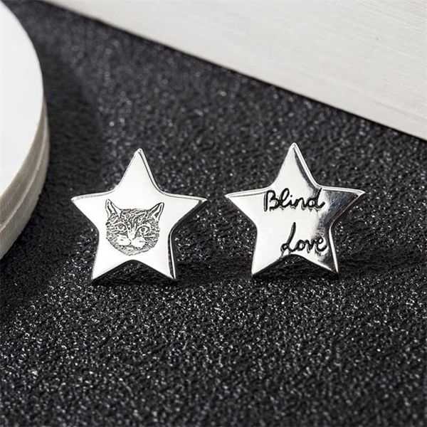 

designer jewelry bracelet necklace ring jiaai fearless kitten five pointed star sterling trend male female couple earrings high quality, Golden