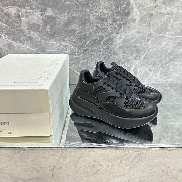 

men designer sneaker casual shoes leather sneakers embroidered white shoes flat platform walking sports trainers 0529, Black
