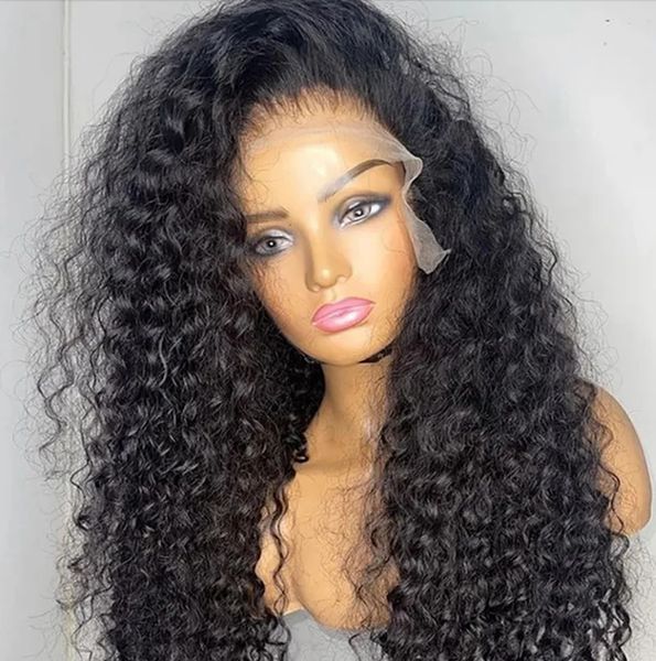 

black 26 inch long kinky curly lace front wig 180%density glueless with babyhair preplucked heat temperature daily cosplay wig