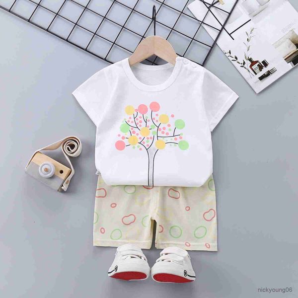 

clothing sets summer baby boy girl 2-pieces clothes t-shirt and shorts set outfits children's for kids wear newborn sports suit, White
