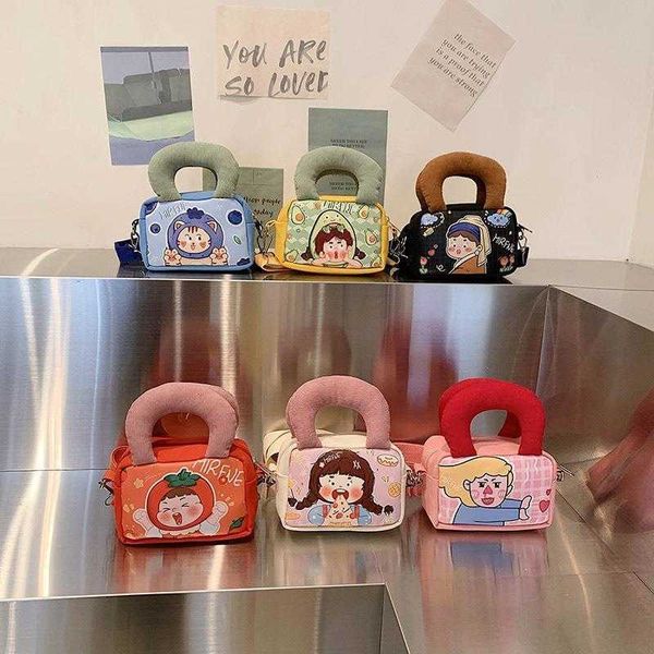 

childrens bags cartoon printed handbag western style girl canvas messenger bag accessories coin purse, Red;black