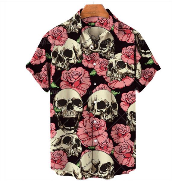 

summer casual d skeleton men's hawaiian shirt available for ordering aif, White;black