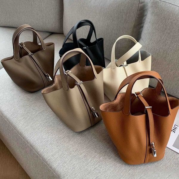 

original edition 7a h home designer picotin lock bags high definition togo layer cowhide vegetable basket bucket bag 2023 new genuine leathe
