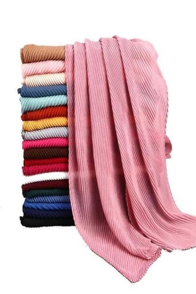 

whole 10pcslot women cotton crinkle pleated scarf hijab plain solid color pleated ruched wrinkle long large scarves hijabs y28130486, Blue;gray