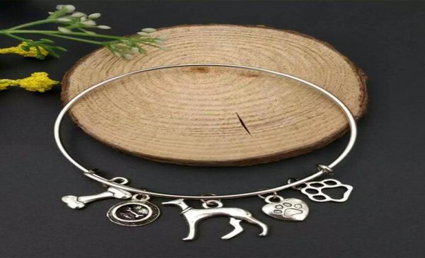 

10pcslot mixed style greyhound dog bowl dog bones dog paw print charms pendant steampunk gothic braceletsbangles gift a242185713, Golden;silver