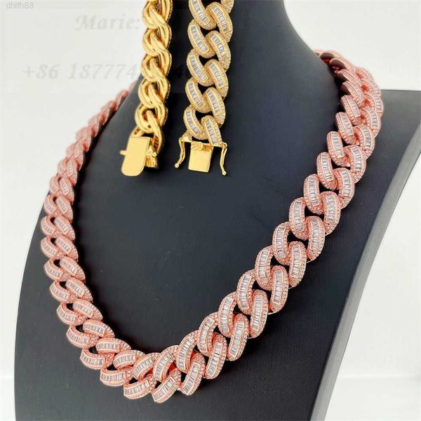 

bussdown s925 moissanite diamond hip hop jewelry icedout cuban link chain 19mm baguette cuban chain, Silver